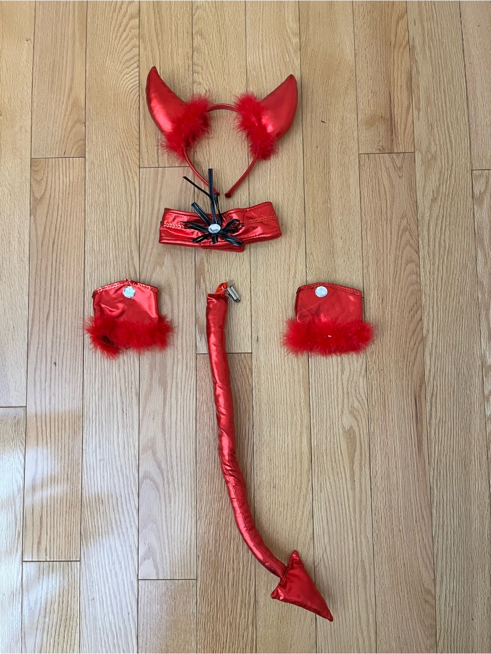 Kids Red Devil Accessory Set – Headband, Wrist Cuffs & Tail